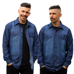 Kit 2 Camisas Jeans Manga Longa – Elegância e Versatilidade para Qualquer Ocasião! - comprar online