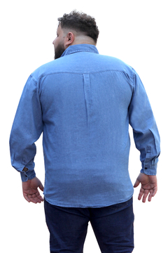 Camisa Jeans Adulto Masculina Manga Longa Tamanho Especial na internet
