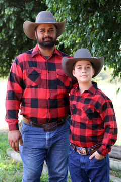 Tal Pai Tal Filho, Kit Camisa Flanela Xadrez Cowboy 2 Peças