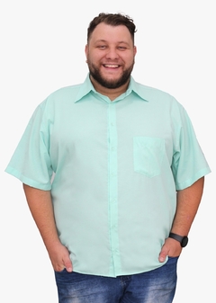 Camisa Social Manga Curta Plus Size Masculina Adulto
