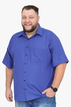 Camisa Social Manga Curta Plus Size Masculina Adulto - comprar online
