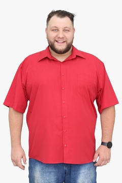 Camisa Social Manga Curta Plus Size Masculina Adulto