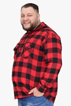 Camisa Masculina Flanela Xadrez Plus Size Com Capuz - comprar online