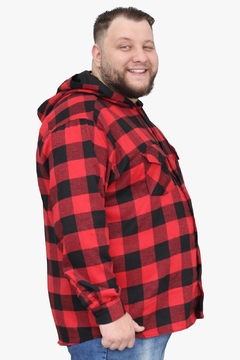 Camisa Masculina Flanela Xadrez Plus Size Com Capuz na internet