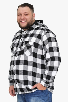 Camisa Masculina Flanela Xadrez Plus Size Com Capuz - loja online