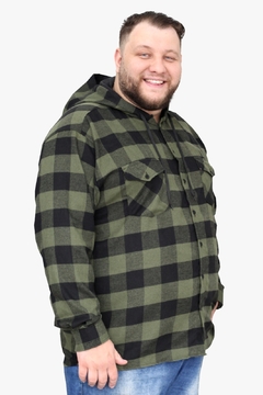 Camisa Masculina Flanela Xadrez Plus Size Com Capuz - loja online