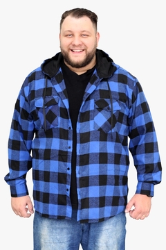 Camisa Masculina Flanela Xadrez Plus Size Com Capuz - comprar online