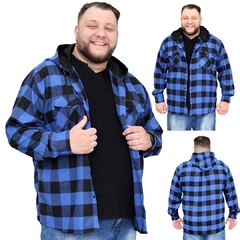 Camisa Masculina Flanela Xadrez Plus Size Com Capuz
