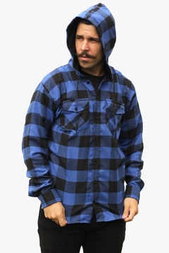 Camisa Flanela Xadrez Adulto Masculina Manga Longa Com Capuz - comprar online