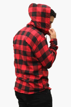 Camisa Flanela Xadrez Adulto Masculina Manga Longa Com Capuz na internet