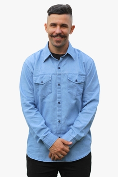 Camisa Jeans Masculina Adulto Manga Longa