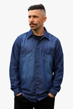 Camisa Jeans Masculina Adulto Manga Longa - loja online