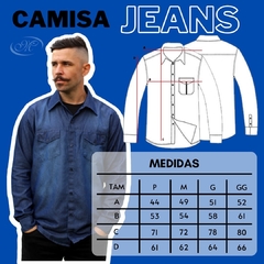 Imagem do Camisa Jeans Masculina Adulto Manga Longa