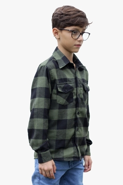 Camisa De Flanela Infantil Xadrez, Xadrez Manga Longa - loja online