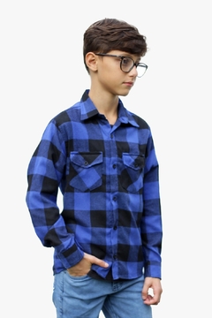 Camisa De Flanela Infantil Xadrez, Xadrez Manga Longa - comprar online