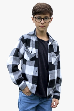 Camisa De Flanela Infantil Xadrez, Xadrez Manga Longa - loja online
