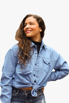 Camisa Jeans Adulto Feminina Manga Longa Lavagem Clara - Maximus Confecções