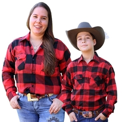 Tal Mãe Tal Filho, Kit Camisa Flanela Xadrez Cowboy 2 Peças
