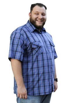 Camisa Social Xadrez Adulto Masculina Plus Size Manga Curta.