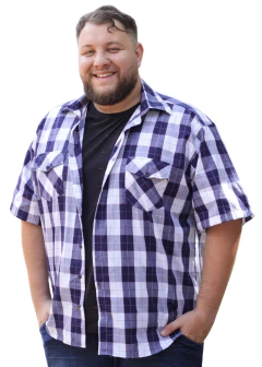 Camisa Social Xadrez Adulto Masculina Plus Size Manga Curta. - comprar online