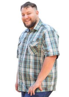Camisa Social Xadrez Adulto Masculina Plus Size Manga Curta. - comprar online