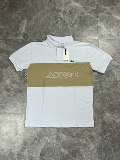 GOLA POLO LCST RECORTE BEGE E BRANCO