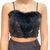 Cropped de Alça com Paetês e Detalhe em Pelúcia