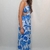 Vestido Longo Estampado Tropical com Recorte e Detalhe de Nó - Martinha Modas