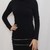 Vestido Tubinho Malha Com Gola Alta Manga Comprida Strass