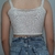Cropped Top Laço com Brilho Blusa Moda Feminina