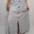 Saia Longa Listrada Azul Linho Godê Moda Feminina - Martinha Modas
