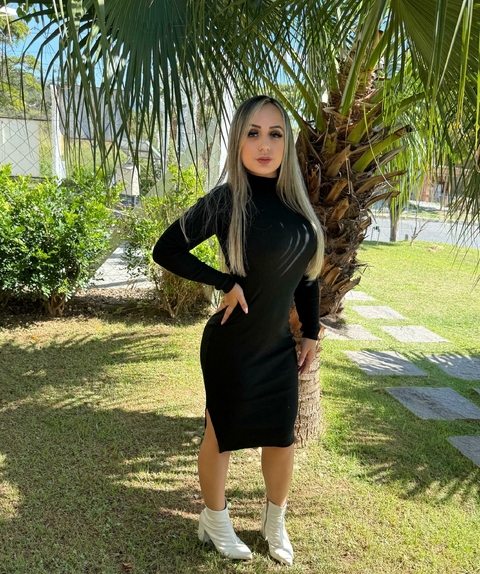 Vestido manga canelado