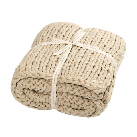 THROW TEJIDO ACRILICA TRENZA BEIGE 1.3X1.8MTS