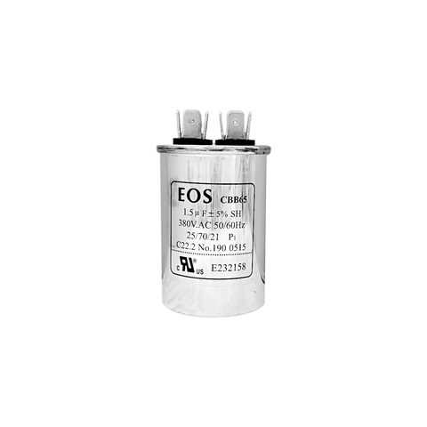 CAPACITOR PERMANENTE DE ALUMÍNIO CBB65 1,5µF ±5% 380V – EOS - comprar online