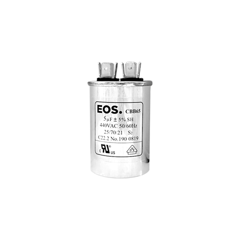 CAPACITOR PERMANENTE DE ALUMÍNIO CBB65 5µF ±5% 440V – EOS - comprar online