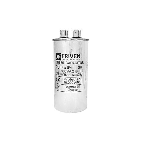 CAPACITOR PERMANENTE DE ALUMÍNIO CBB65 40µF ±5% 380 V AC – FRIVEN - comprar online