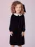 Vestido Infantil de Veludo com Gola