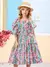 Vestido Azul com Estampa de Flores
