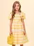 Vestido Xadrez Amarelo com Renda