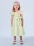Vestido Verde Listrado com Renda e Laço