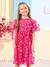 Vestido Pink de Tule com Flores 3D