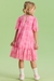 VESTIDO MANGA CURTA ESTAMPADO EM TULE FLUIDO - comprar online