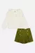 Conjunto blusa manga longa em cotton e short em veludo cotelê Fakini na internet