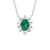 Colar de ouro 18k com pingente central de esmeralda oval cercado por diamantes brilhantes