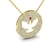 Colar de ouro 18k com pingente redondo representando o Espírito Santo, cravejado de diamantes e com um rubi vermelho no centro