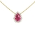 Colar com pingente de turmalina rosa em formato de gota, rodeado por diamantes, em ouro 18k.