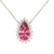 Colar de turmalina rosa em formato de gota, com 6,89cts e diamantes, montado em ouro 18k.
