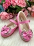 Sapatilha Flor Di MIla Baby Rosa Chiclete Lacinho Strass