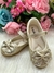 Sapatilha Flor Di MIla Baby Dourada lacinho Strass