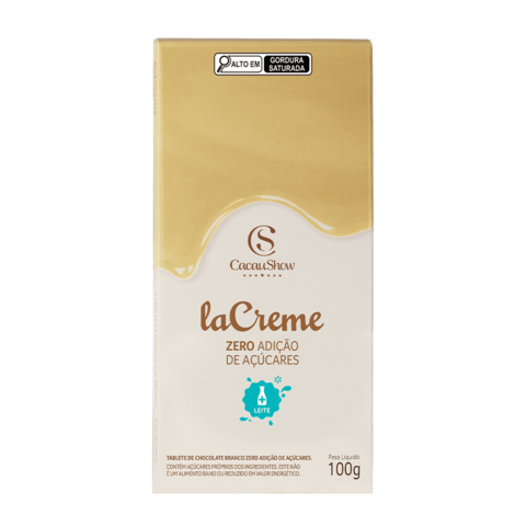 Cacau Show Tablete LaCreme Branco Zero Açúcar 100g